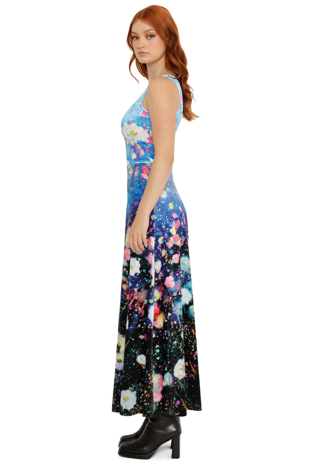 Dreaming in Twilight Watercolours Velvet Princess Maxi Dress