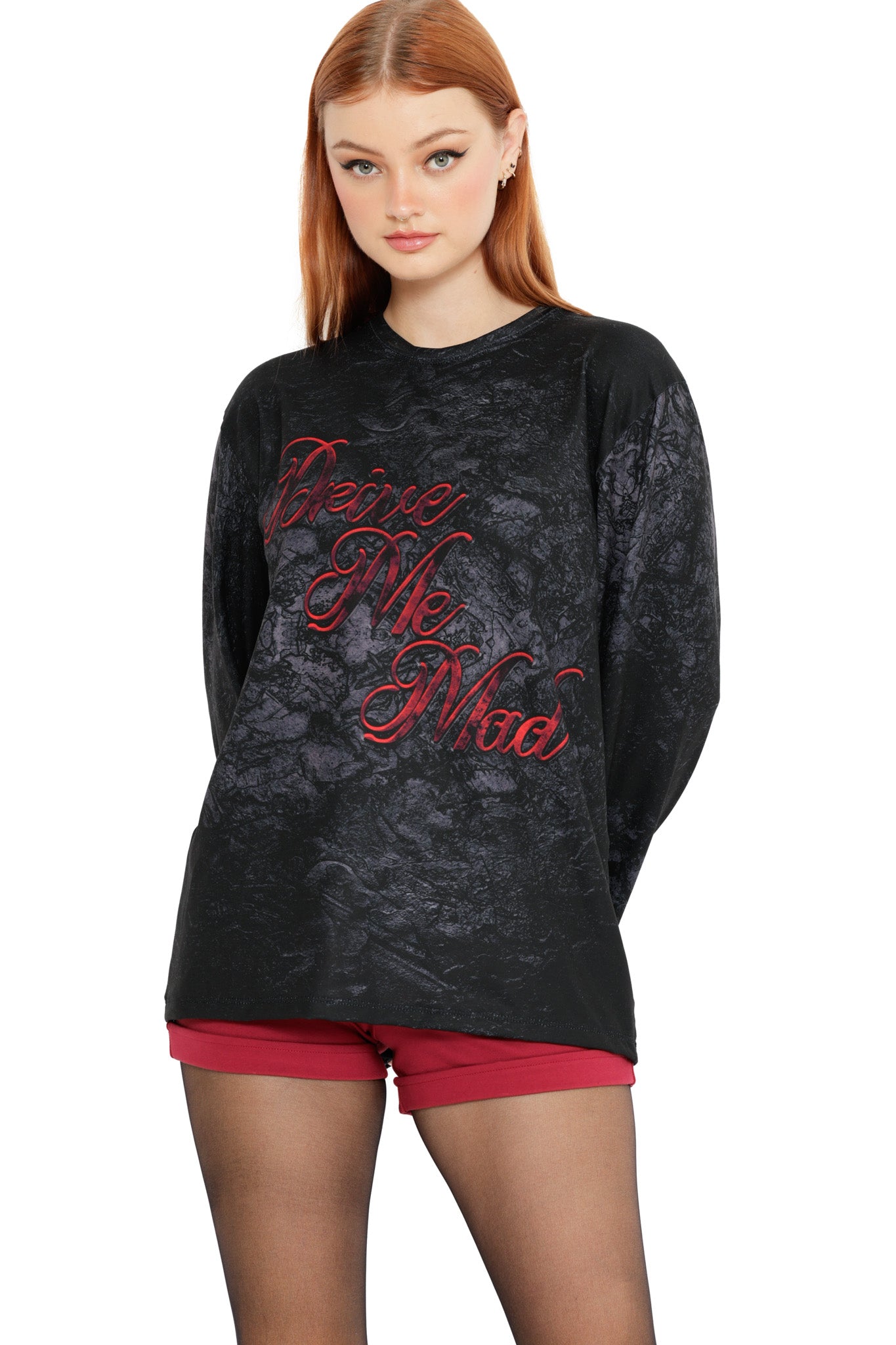 Drive Me Mad Long Sleeve Oversized Boyfriend Tee - Limited
