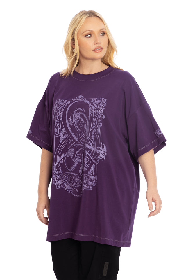 BlackMilk Clothing and Dungeons & Dragons Collaboration - Dungeons And Dragons Dragon Ampersand Oversized Tee   - Dungeons & Dragons Merchandise - Collaboration apparel - Licensed.