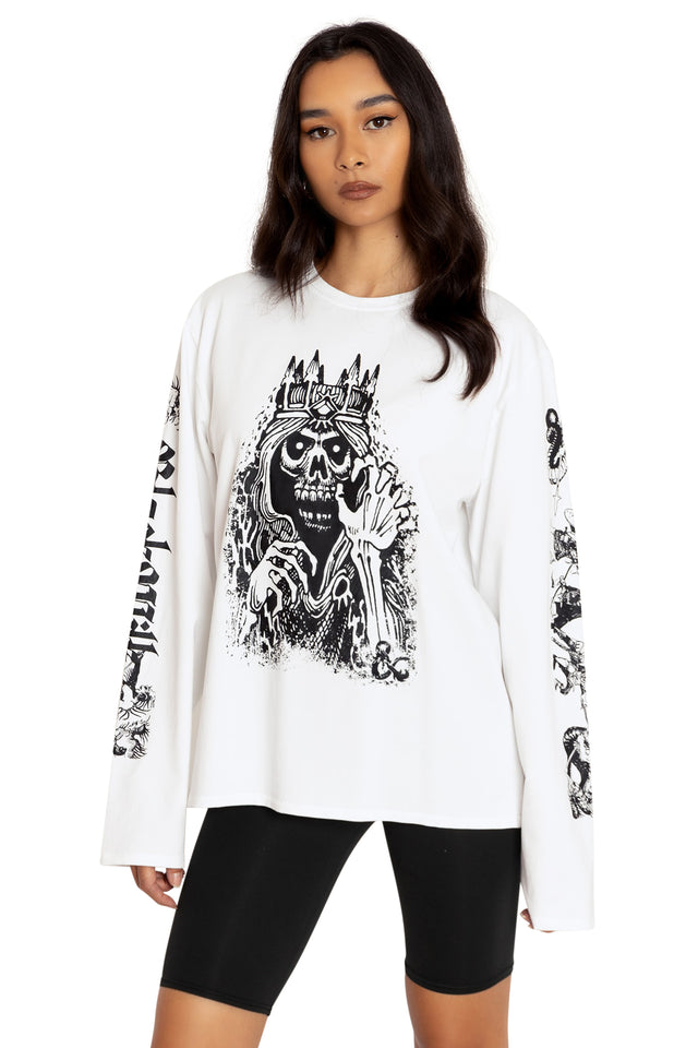 BlackMilk Clothing x Dungeons & Dragons - Dungeons And Dragons Lich Long Sleeve Oversized Tee - Dungeons & Dragons Merchandise - Collaboration apparel - Licenced.