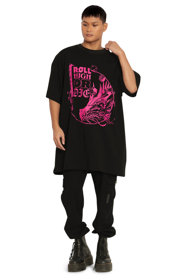 Dungeons And Dragons Roll High Or Die Oversized Tee Front