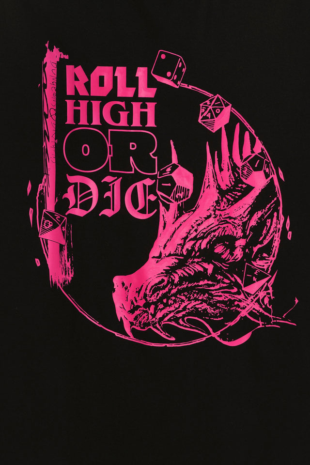 BlackMilk Clothing x Dungeons & Dragons - Dungeons And Dragons Roll High Or Die Oversized Tee - Dungeons & Dragons Merchandise - Collaboration apparel - Licenced.