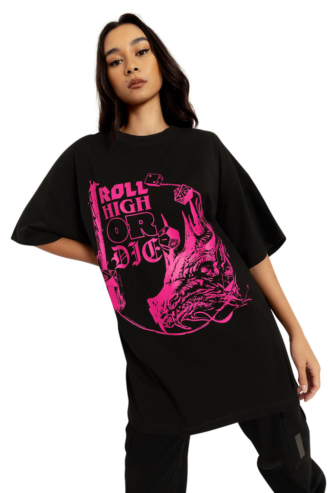 Dungeons And Dragons Roll High Or Die Oversized Tee Wide