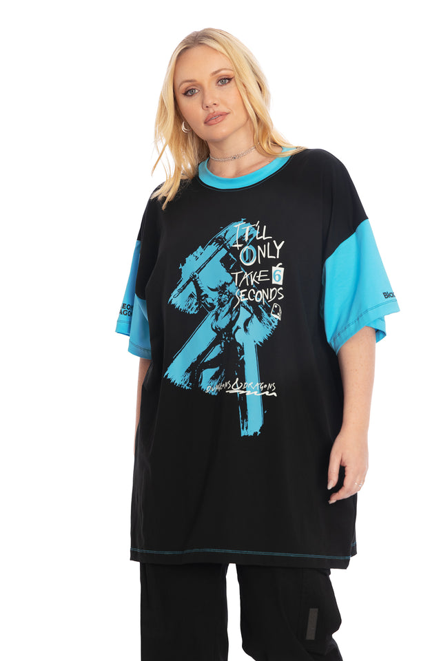 BlackMilk Clothing and Dungeons & Dragons Collaboration - Dungeons And Dragons Six Seconds For Chaos Oversized Tee - Dungeons & Dragons Merchandise - Collaboration apparel - Licensed.