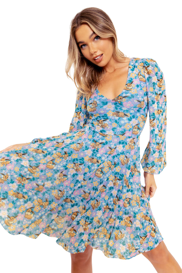 BlackMilk Clothing x Pokemon - Eevee Garden Longline Romance Dress - Pokémon Merchandise - Collaboration apparel - Licenced.
