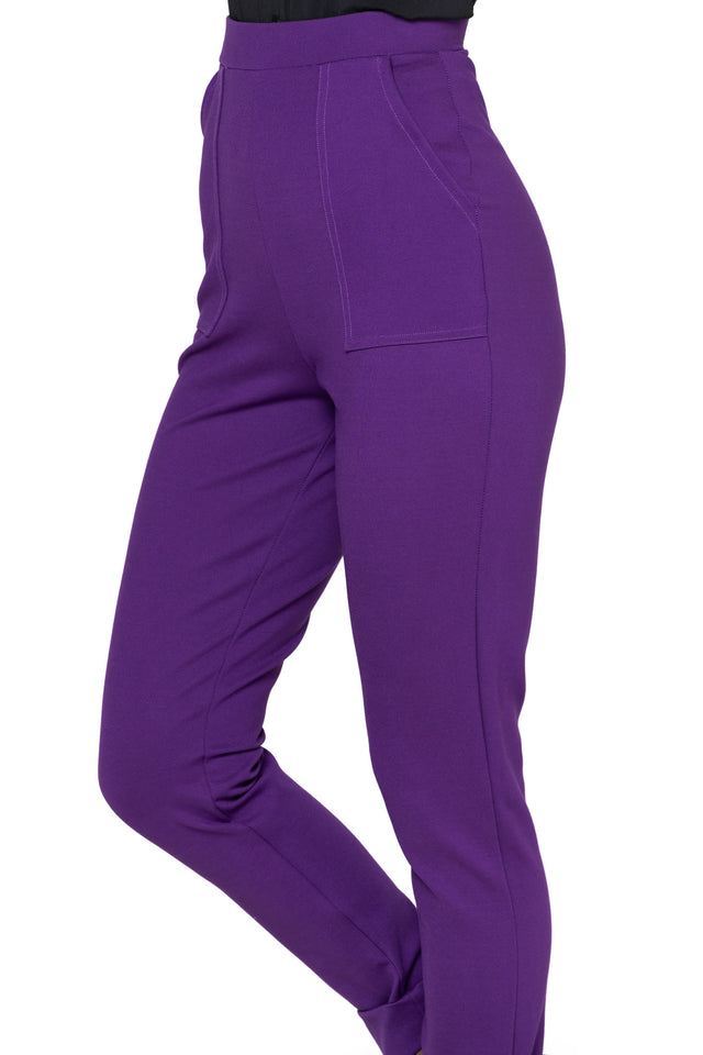 Eggplant Push It Ponte High Waisted Cuffed Pants