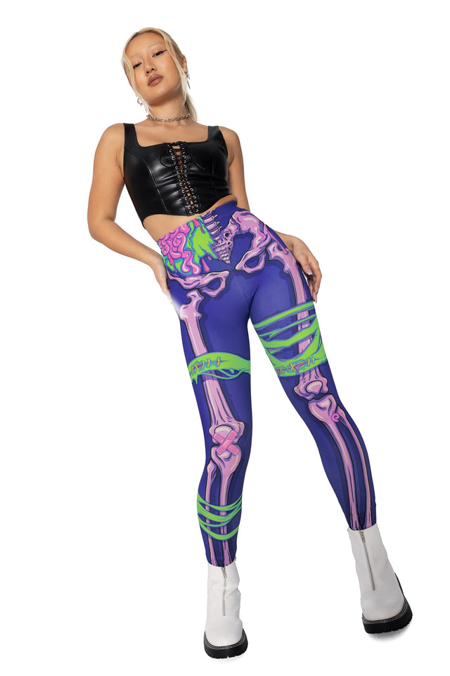 Electro-Necrosis High Waisted Matte Finish Leggings