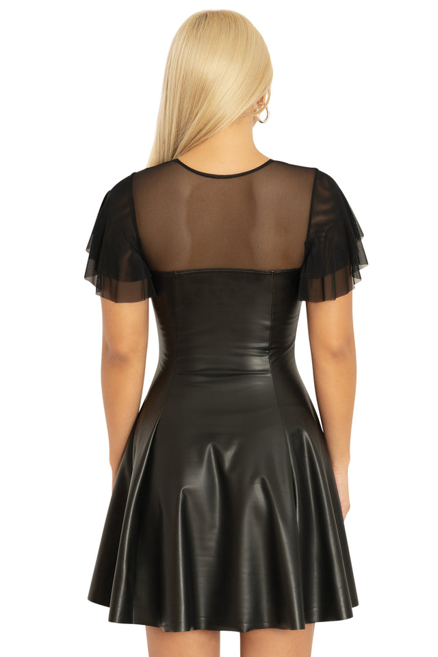skater leather dress Cranberry Faux Leather Sleeveless Skater Dress