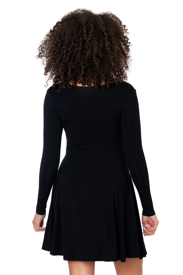 Black Long Sleeve Evil Cheerleader Dress in black – BlackMilk Clothing, product image 5