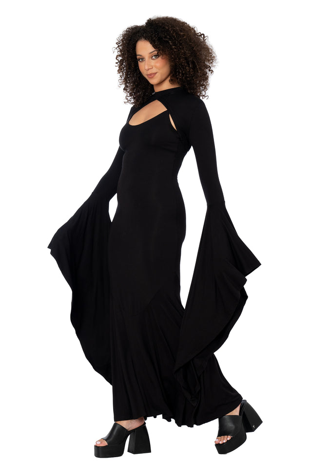 Mrs Addams Shrug in black – BlackMilk Clothing, product image 3