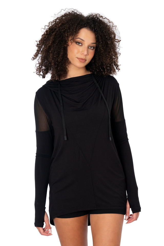 The Rogue Ninja Drape Hoodie in black – BlackMilk Clothing, product image 3