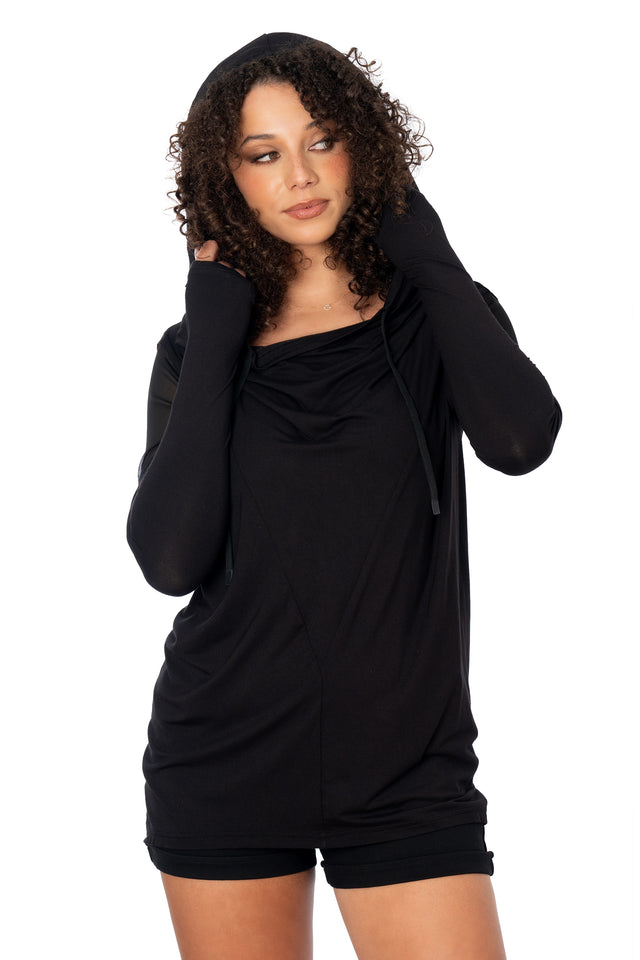 The Rogue Ninja Drape Hoodie in black – BlackMilk Clothing, product image 6