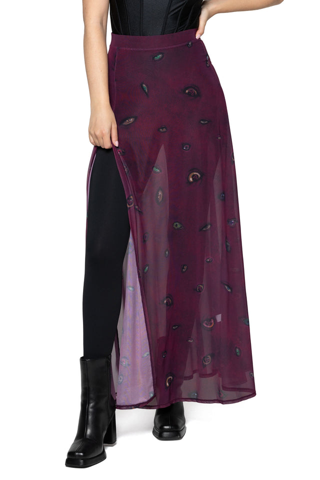 Eye Attire Sheer Single Split Skirt
