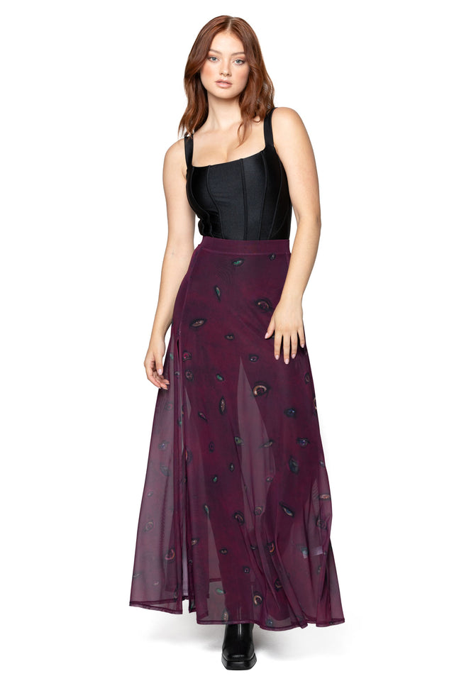 Eye Attire Sheer Single Split Skirt