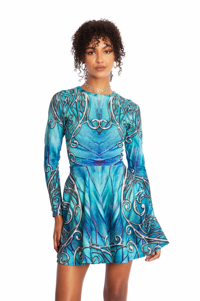 Fairy Kingdom Toastie Long Sleeve Skater Dress - Limited BlackMilk Clothing Fairy Kingdom Toastie Long Sleeve Skater Dress - Limited BlackMilk Clothing
