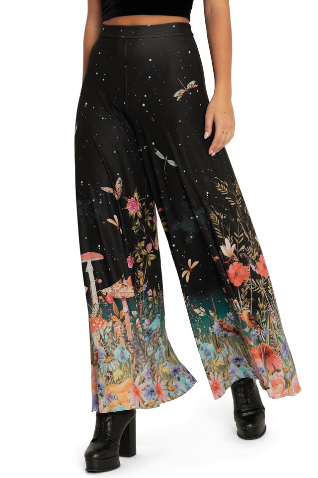 Fairytale Floral Palazzo Pants closeup