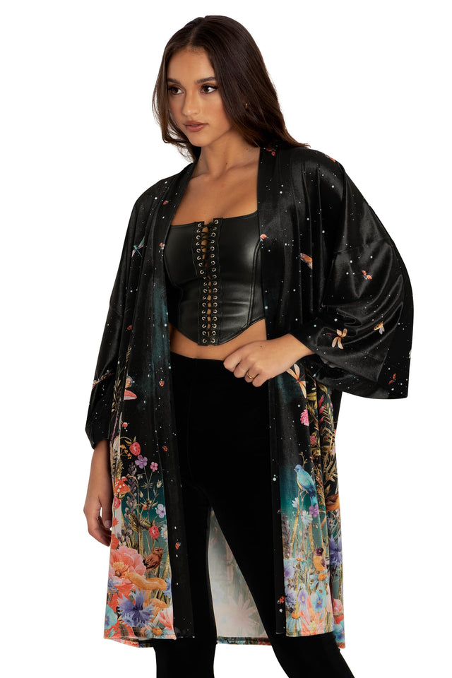 BlackMilk Clothing - Fairytale Floral Velvet Robe