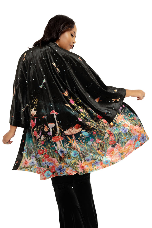 BlackMilk Clothing - Fairytale Floral Velvet Robe