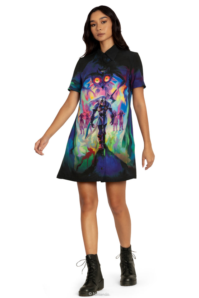 Fierce Deity Link Short Sleeve Shirt Dress Front