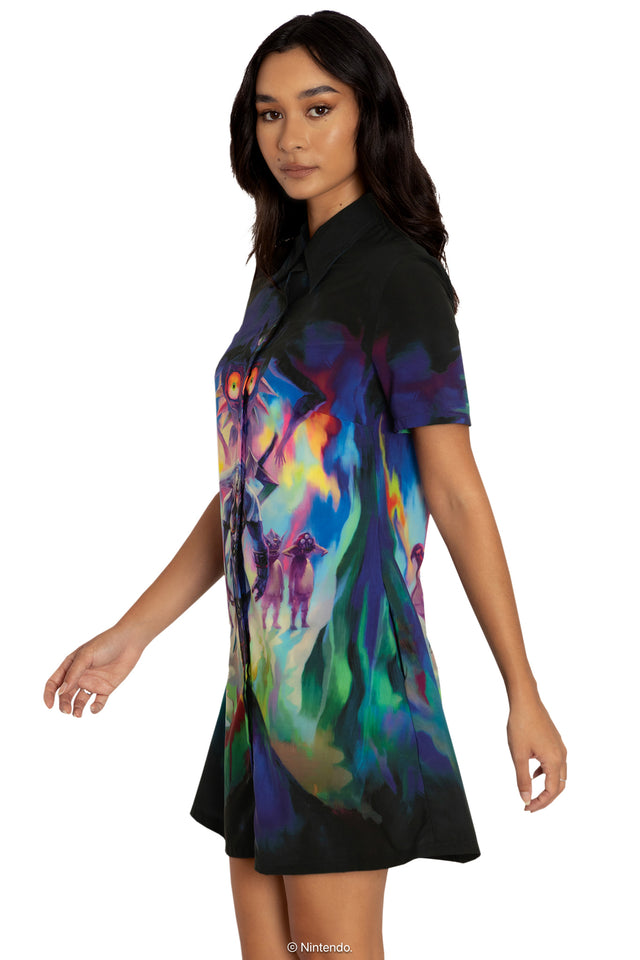 Fierce Deity Link Short Sleeve Shirt Dress Side