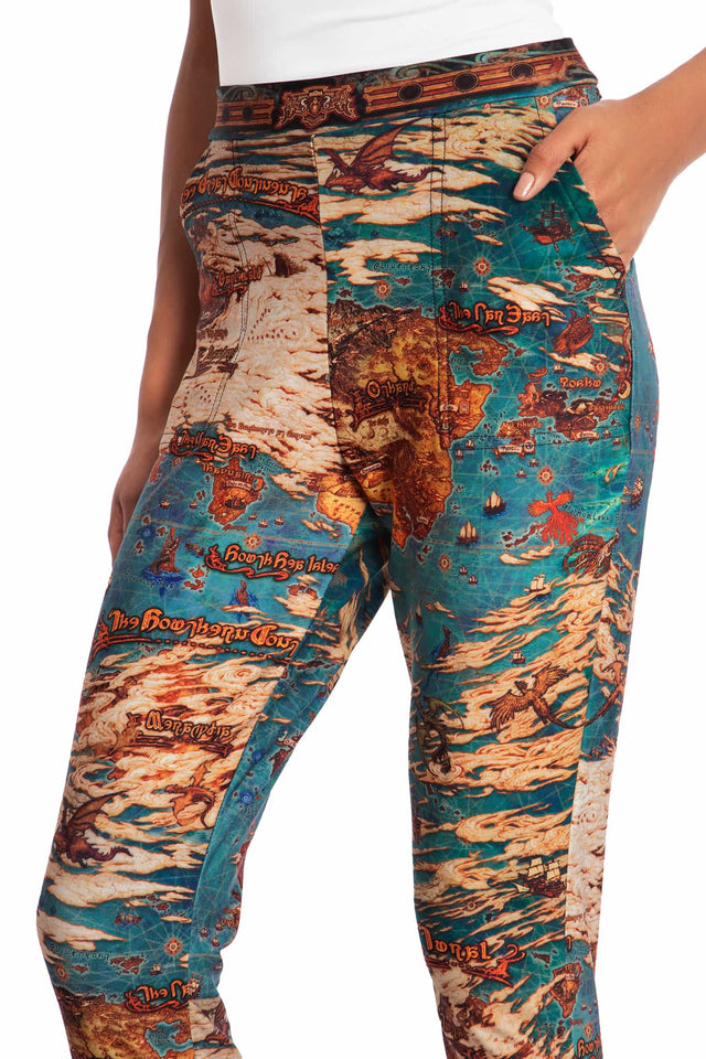 World Map Cuffed Pants