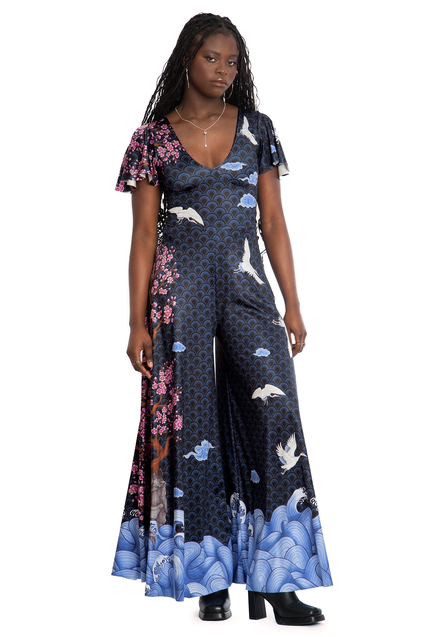 Flight Of Tsuru Rio Marilyn Jumpsuit - Limited – BlackMilk Clothing