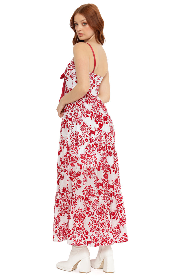 BlackMilk | Flockmas Folk Tiered Maxi Dress | Red | 14 BlackMilk | Flockmas Folk Tiered Maxi Dress | Red | 14