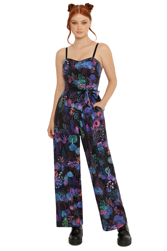 Floral Coral Long Jumpsuit