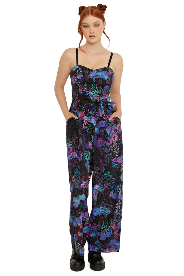 Floral Coral Long Jumpsuit