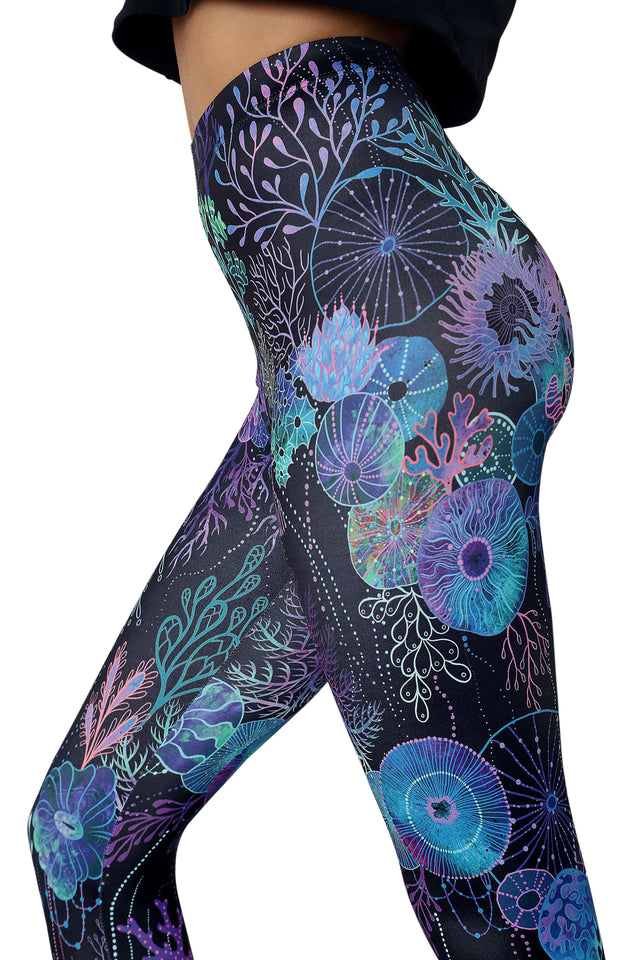 BlackMilk Clothing - Floral Coral Matte Finish High Waisted Leggings