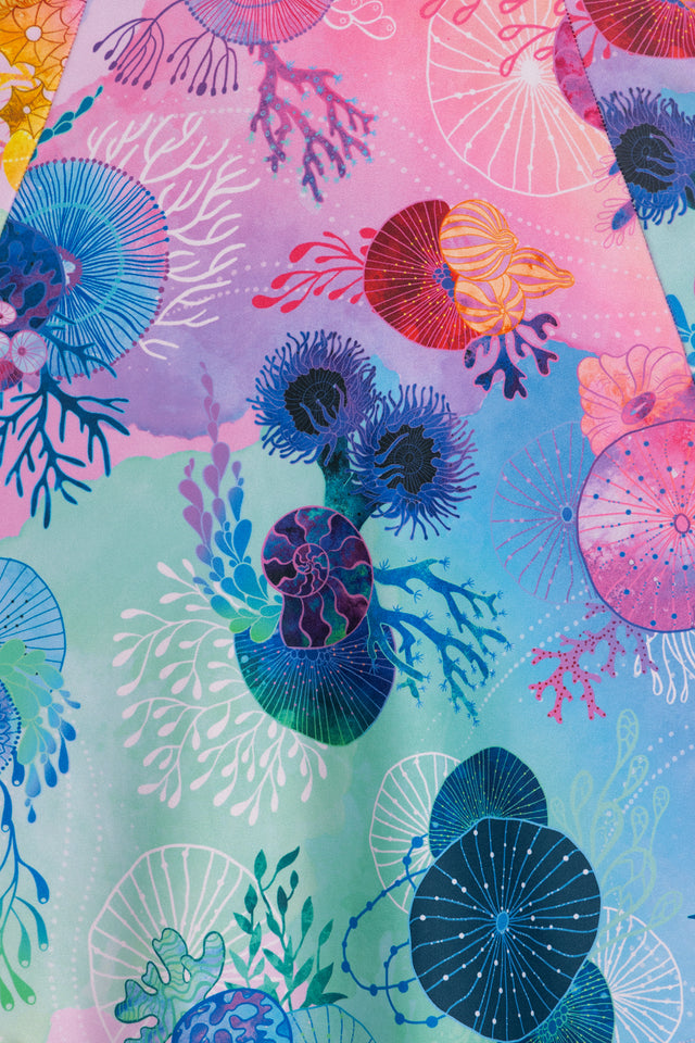 Floral Coral Rainbow Mini Strappy Dress