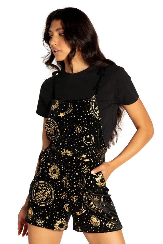 BlackMilk Clothing - Fortune Teller Velvet Tie Playsuit