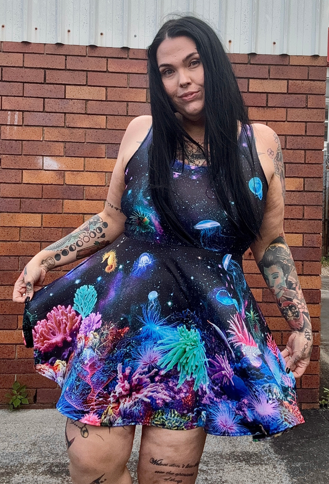 reversible skater dress Blackmilk Cherub Cats Reversible Skater Dress Angel Cats Size Small S