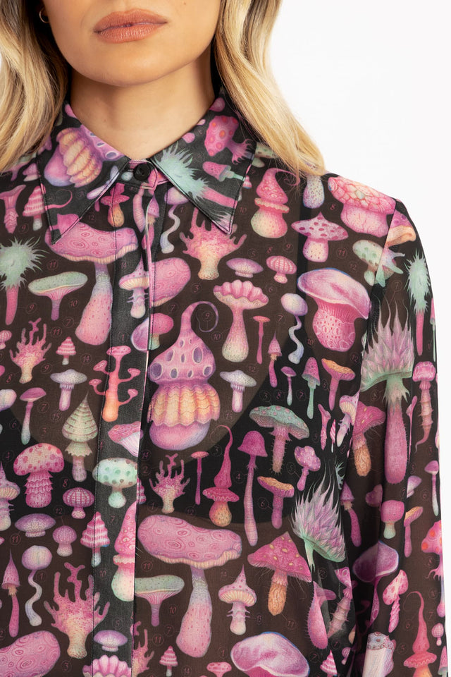 Fungirl Black Long Sleeve Cute As A Button Shirt