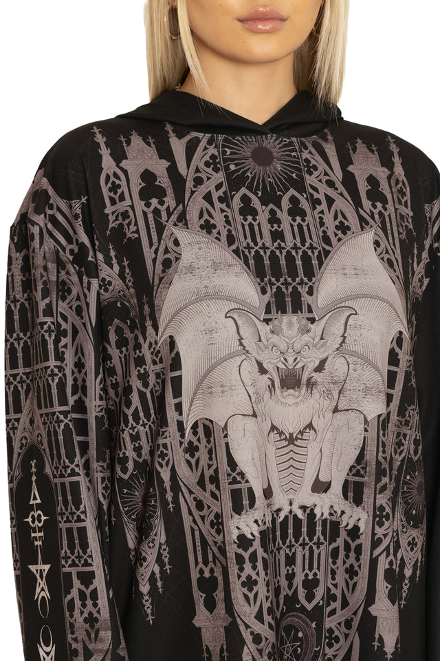 Gargoyle Guardian Long Sleeve Hooded Big Tee