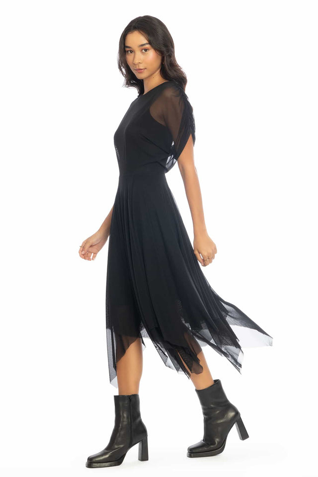 Gather Around Sheer Layered Handkerchief Dress - Limited BlackMilk Clothing Gather Around Sheer Layered Handkerchief Dress - Limited BlackMilk Clothing