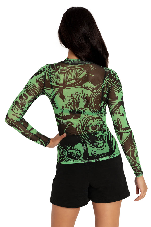 BlackMilk Clothing x Dungeons & Dragons - Gelatinous Cube Sheer High Neck Long Sleeve Top - Dungeons & Dragons Merchandise - Collaboration apparel - Licenced.