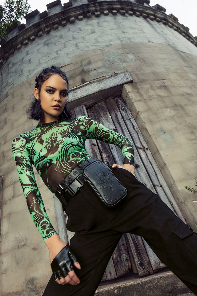 Gelatinous Cube Sheer High Neck Long Sleeve Top - Limited BlackMilk Clothing Gelatinous Cube Sheer High Neck Long Sleeve Top - Limited BlackMilk Clothing