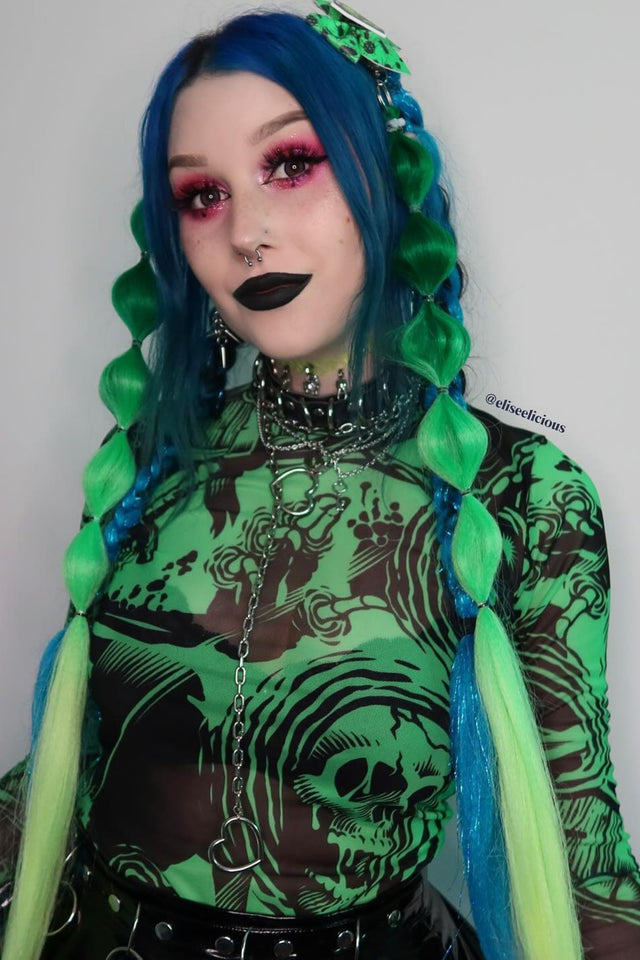 Gelatinous Cube Sheer High Neck Long Sleeve Top