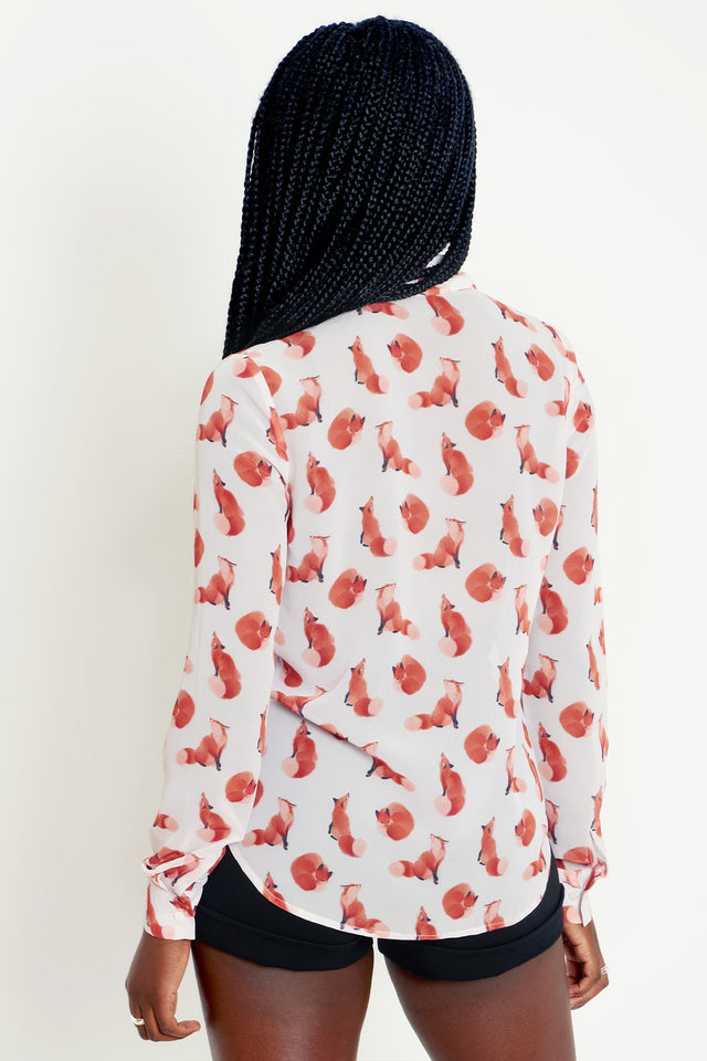 Ghost Foxes Long Sleeve Cute As A Button Shirt