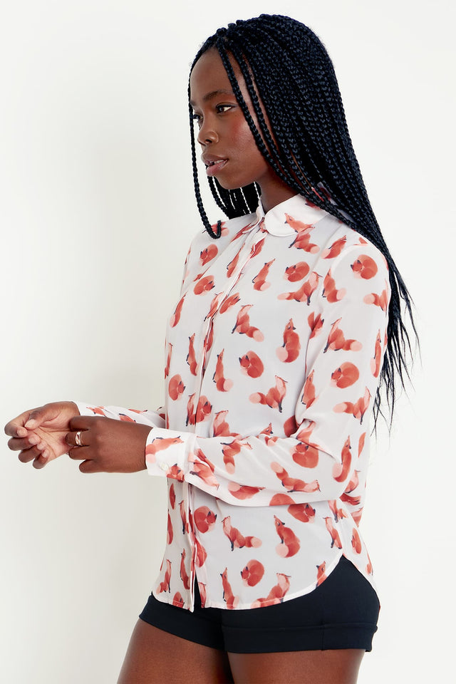 Ghost Foxes Long Sleeve Cute As A Button Shirt