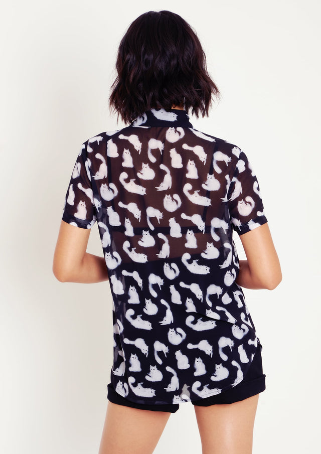 Ghost Kitties Cute As A Button Shirt