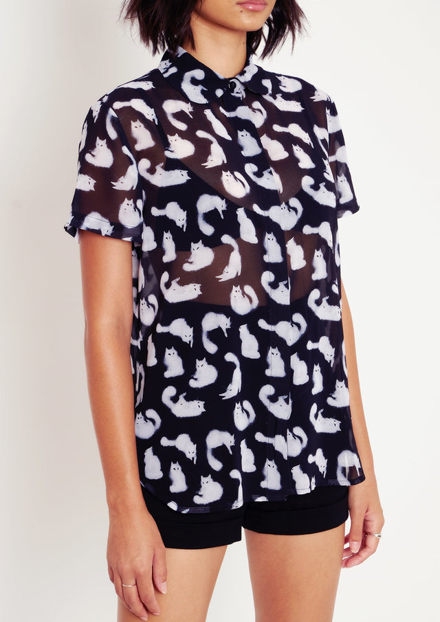 Ghost Kitties Cute As A Button Shirt