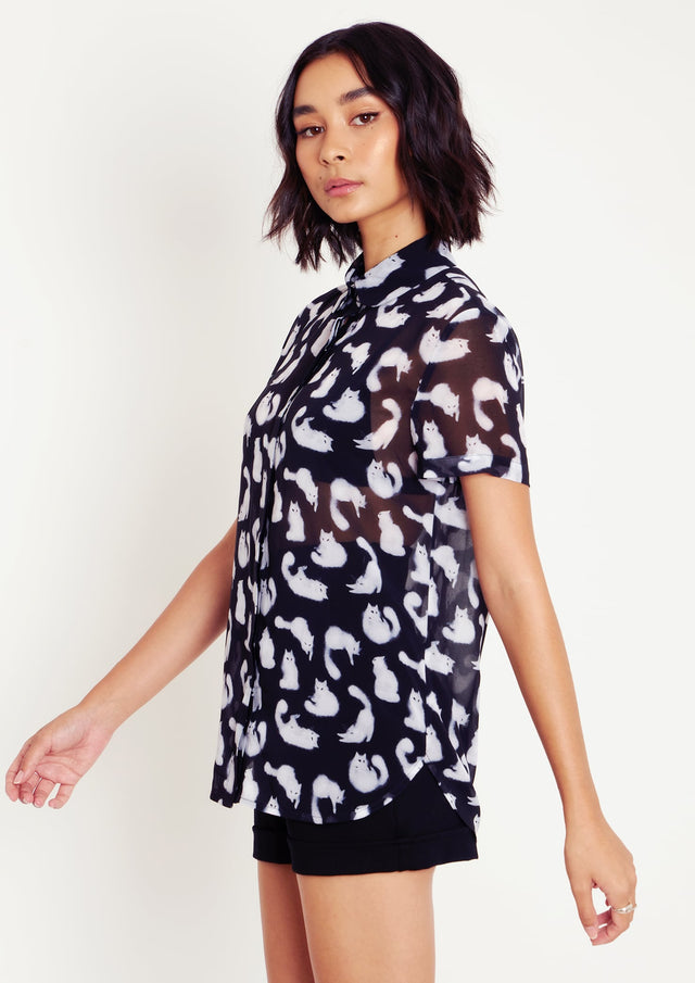 Ghost Kitties Cute As A Button Shirt