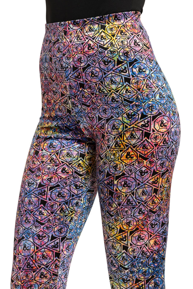 BlackMilk Clothing x Dungeons & Dragons - Glitter Dice Velvet High Waisted Leggings - Dungeons & Dragons Merchandise - Collaboration apparel - Licenced.