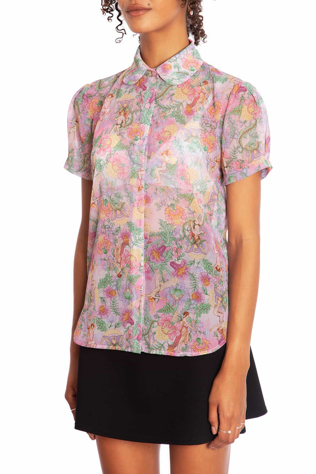 Goble Fairies Puff Sleeve Cute As A Button Shirt