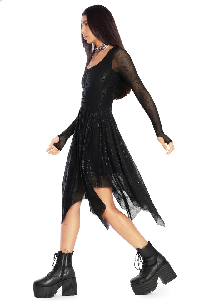 long sleeve hanky hem dress Long Sleeve Handkerchief Hem Dress