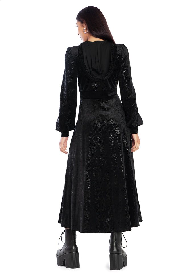 Good Charms Velvet Hooded Maxi Jacket Back