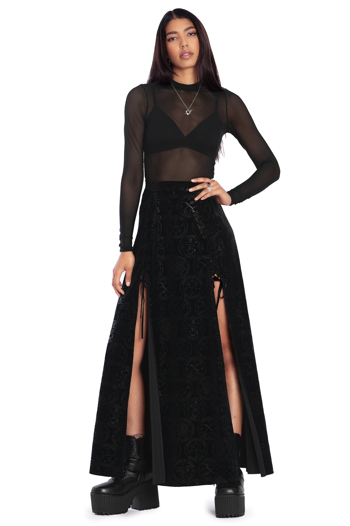 Good Charms Velvet Laced Split Skirt - Limited – BlackMilk Clothing
