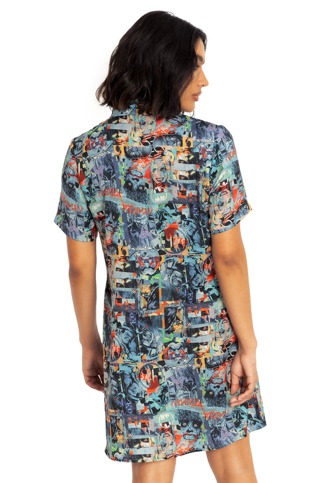 BlackMilk Clothing x Warner Brothers DC - Gotham Villains Button Up Shirt Dress - Warner Bros. Merchandise - Collaboration apparel - Licenced.